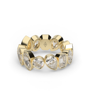 Yellow Gold Multi Shape Diamond Eternity Ring/Band With Bezel Setting.